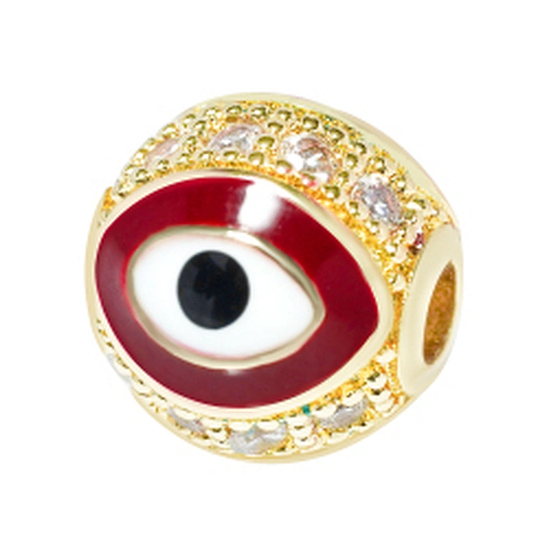 Fashion Design 10mm Eye Shape Beads Jewelry Making Gold Plated  Bracelet  DIY A Row Of Zircons Round Beads Epoxy Spacer