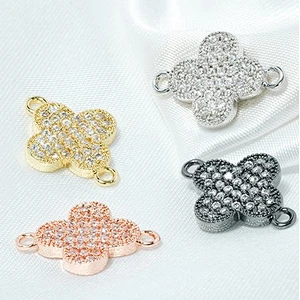 cz flower charm connector jewelry connectors for jewelry making 14k gold accessories connector charms for bracelets bulk jewelry