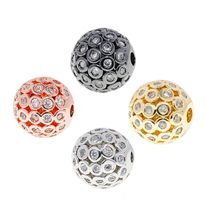 10mm Beads Factory Direct Jewelry Making round shape Bracelet Necklace Beads DIY Wholesale CZ Round Spacer Charms  beads
