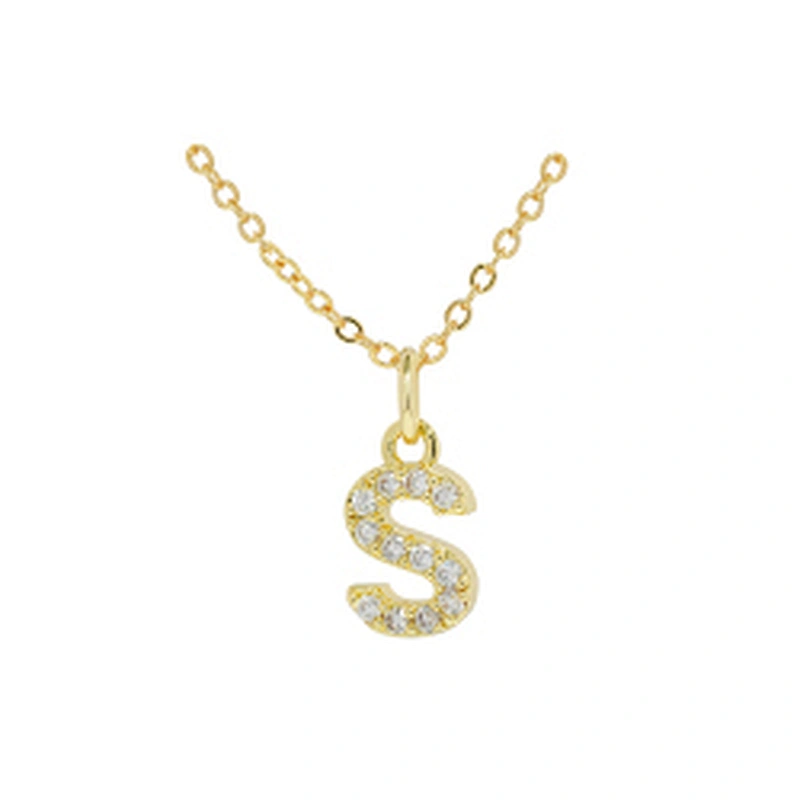 customized letter necklace with letter pendant gold plated letter pendant cz necklace jewellery women chain custom necklace