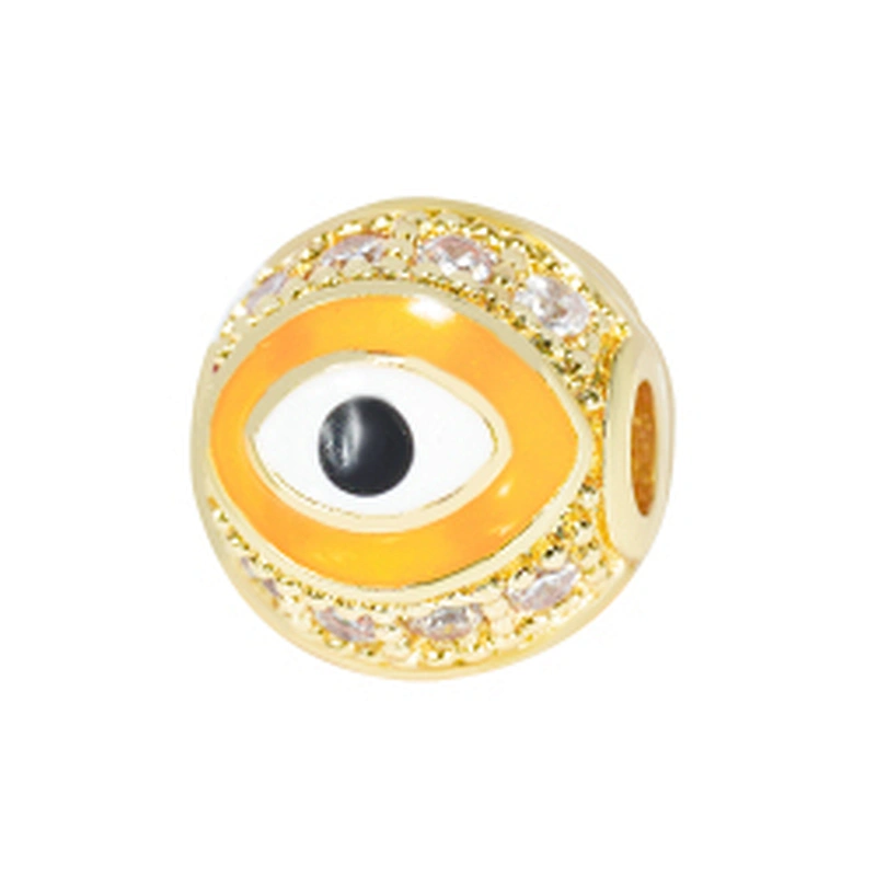 Fashion Design 10mm Eye Shape Beads Jewelry Making Gold Plated  Bracelet  DIY A Row Of Zircons Round Beads Epoxy Spacer