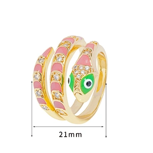 Factory Direct Snake Shape 18k Gold Plated Rings Zirconia Pave Rings Woman Men Gifts Jewelry CZ Snakes Rings