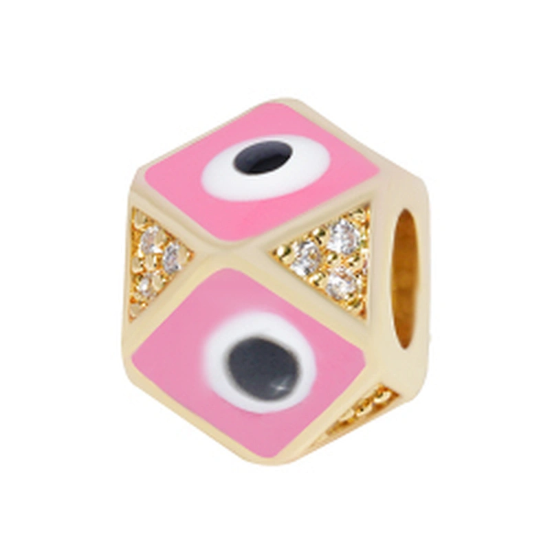 Fashion 8mm Eye shape Beads Jewelry Making Gold Plated Jewelry Bracelet CZ DIY Round Epoxy Spacer Jewelry Accessories