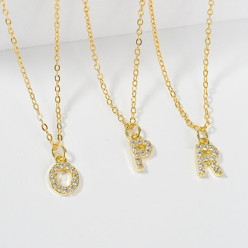 customized letter necklace with letter pendant gold plated letter pendant cz necklace jewellery women chain custom necklace