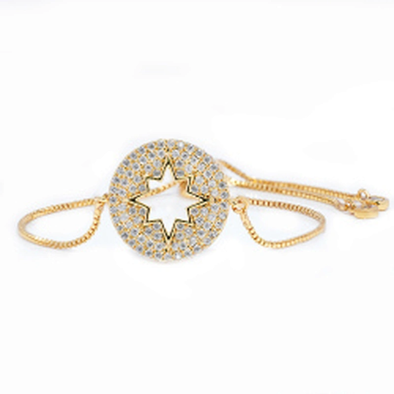micro paved cz charm bracelet women adjustable chain brass bracelet accessories women wholesale ladies gold-plated bracelets diy