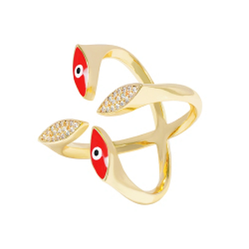 Trendy Style Eyes shaped 18k Gold Plated Rings zirconia pave Rings Woman Men Gifts Jewelry CZ Eyes Rings