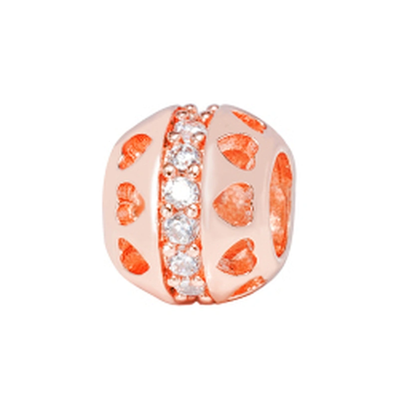 Hot sale Jewelry Making round shape Bracelet Necklace Beads DIY Jewelry Wholesale CZ Spacer Charms  beads with heart shape