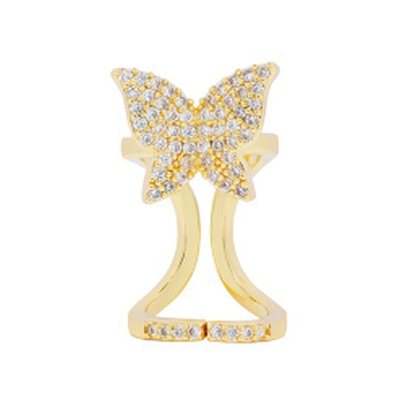 Trendy Style Nail shaped 18k Gold Plated Rings zirconia pave Rings Woman Men Gifts Jewelry CZ Nail Shape Rings