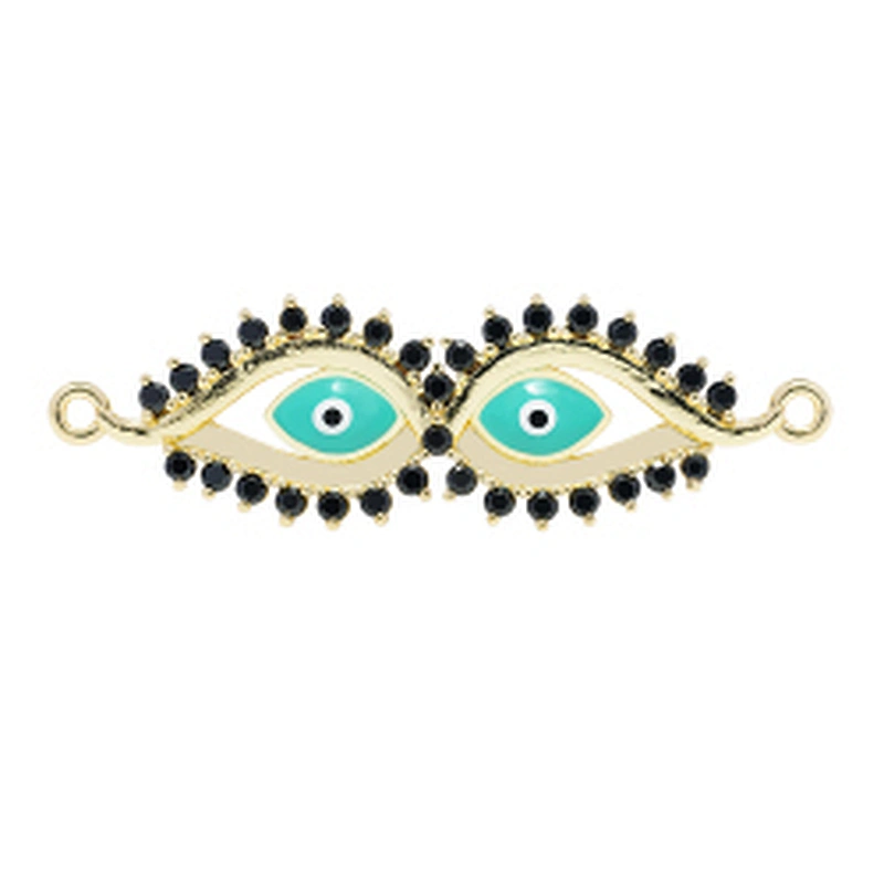 Fashion Eyes  Bracelet Connectors For Jewelry Making 14k Gold Accessories Bracelets Charms CZ Eyes Bracelet Connectors