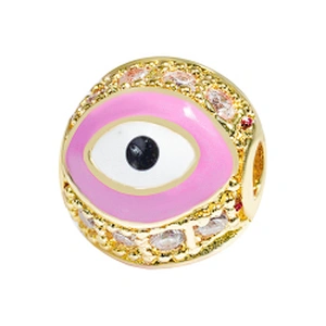 Fashion Design 10mm Eye Shape Beads Jewelry Making Gold Plated  Bracelet  DIY A Row Of Zircons Round Beads Epoxy Spacer