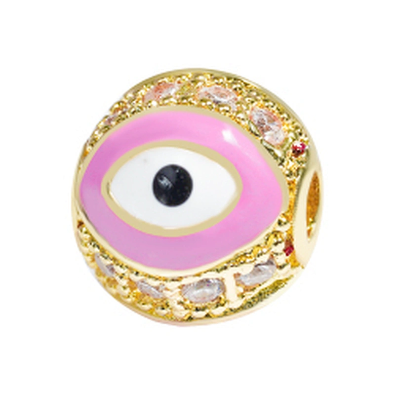 Fashion Design 10mm Eye Shape Beads Jewelry Making Gold Plated  Bracelet  DIY A Row Of Zircons Round Beads Epoxy Spacer