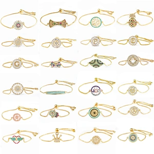 micro paved cz charm bracelet women adjustable chain brass bracelet accessories women wholesale ladies gold-plated bracelets diy
