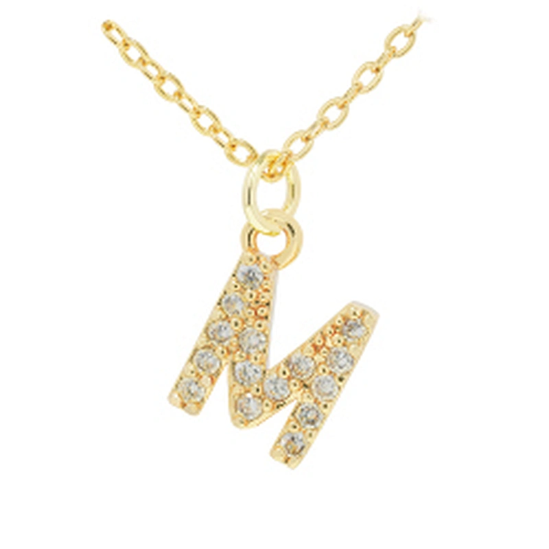 customized letter necklace with letter pendant gold plated letter pendant cz necklace jewellery women chain custom necklace