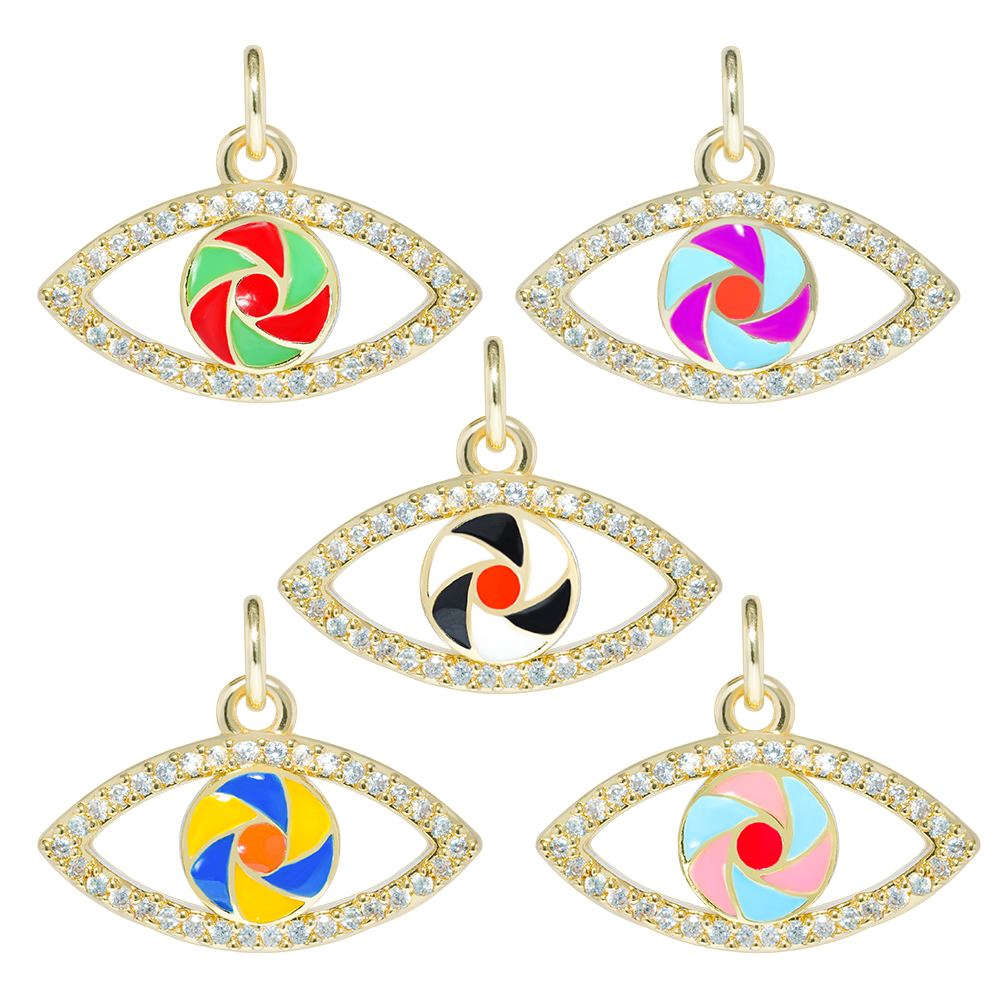 Fashion style eyes shape bracelet necklace pendant charms for bracelet making jewelry CZ Eyes Pendant Charms