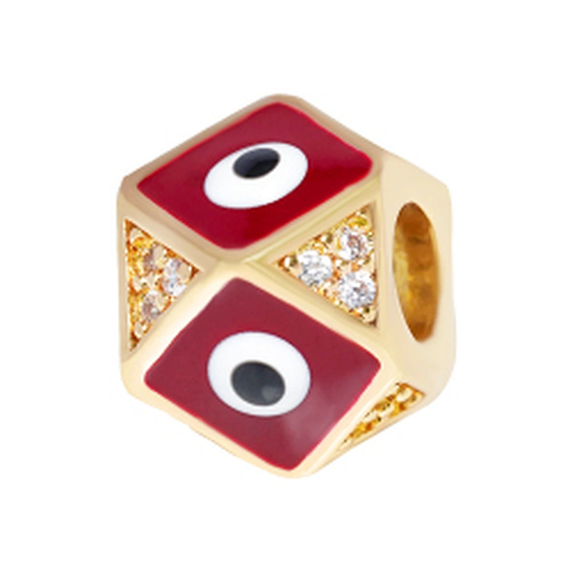 Fashion 8mm Eye shape Beads Jewelry Making Gold Plated Jewelry Bracelet CZ DIY Round Epoxy Spacer Jewelry Accessories