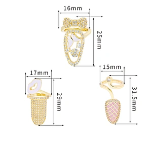 Trendy Style Nail shaped 18k Gold Plated Rings zirconia pave Rings Woman Men Gifts Jewelry CZ Nail Shape Rings