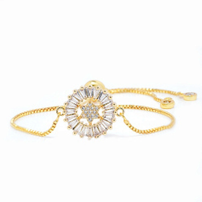 micro paved cz charm bracelet women adjustable chain brass bracelet accessories women wholesale ladies gold-plated bracelets diy