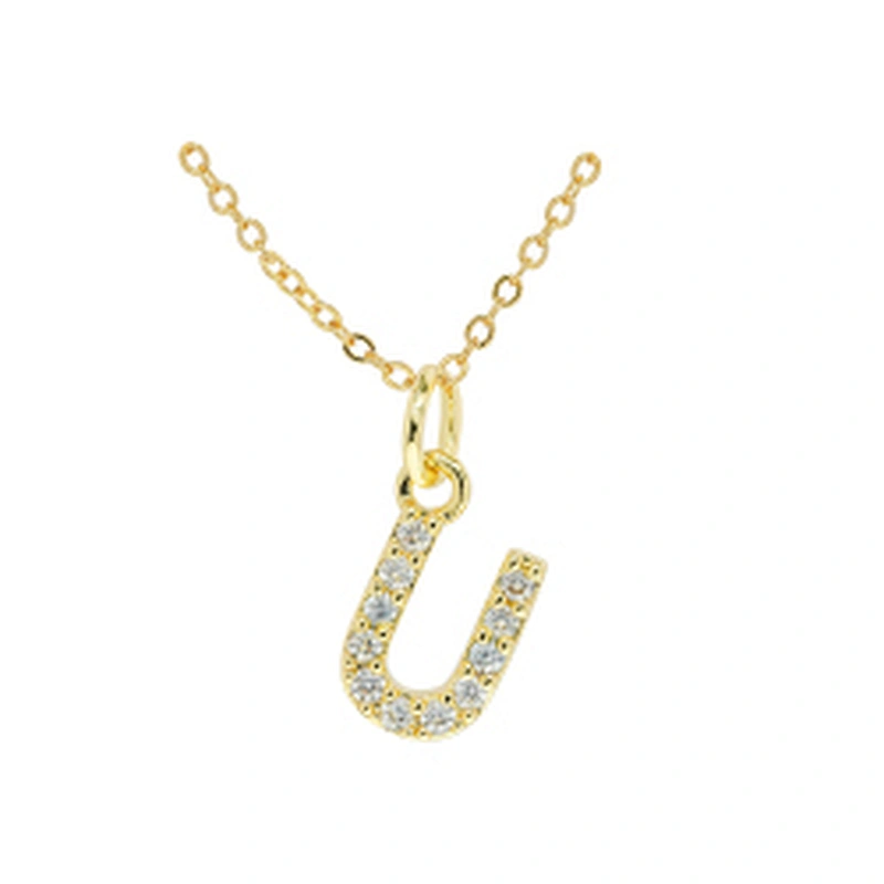 customized letter necklace with letter pendant gold plated letter pendant cz necklace jewellery women chain custom necklace