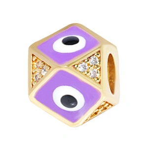 Fashion 8mm Eye shape Beads Jewelry Making Gold Plated Jewelry Bracelet CZ DIY Round Epoxy Spacer Jewelry Accessories