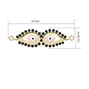Fashion Eyes  Bracelet Connectors For Jewelry Making 14k Gold Accessories Bracelets Charms CZ Eyes Bracelet Connectors