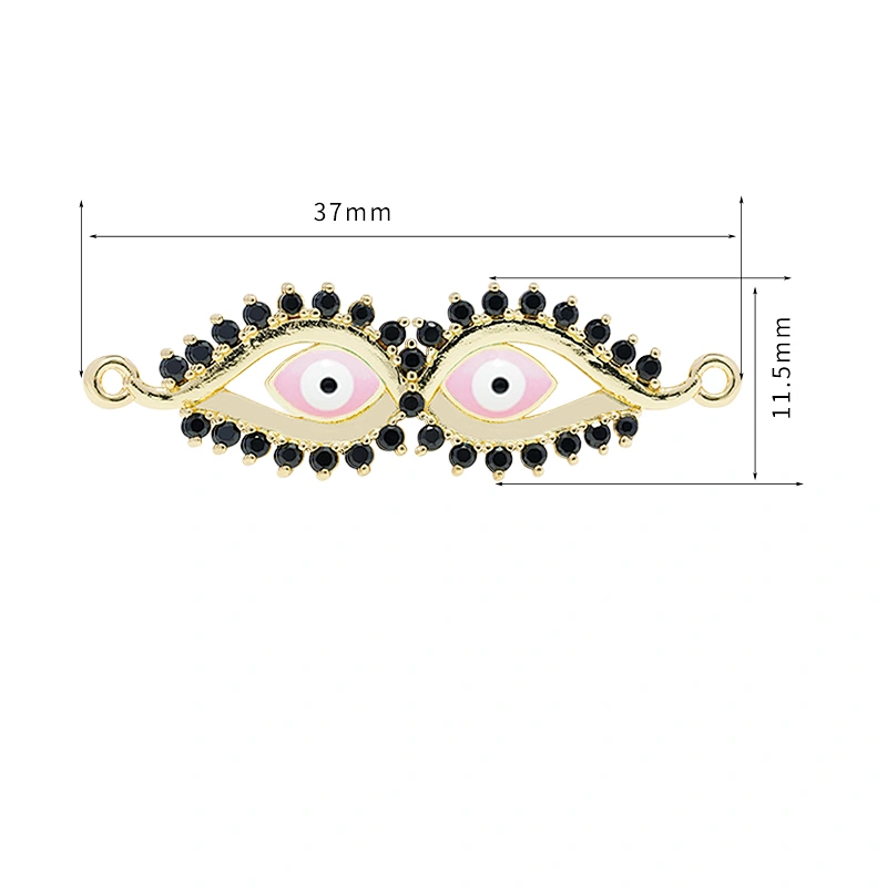 Fashion Eyes  Bracelet Connectors For Jewelry Making 14k Gold Accessories Bracelets Charms CZ Eyes Bracelet Connectors