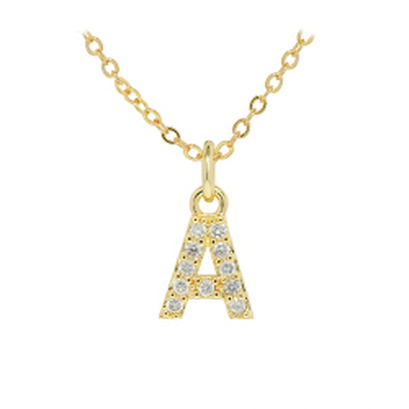 customized letter necklace with letter pendant gold plated letter pendant cz necklace jewellery women chain custom necklace