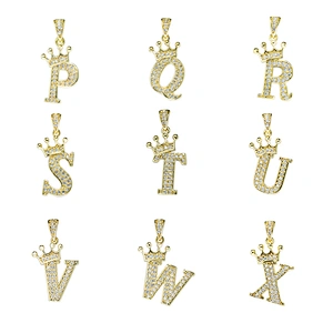 brass zircon charms for necklace making necklace charms for jewelry making jewelry pendants charms crown pave findings supplier