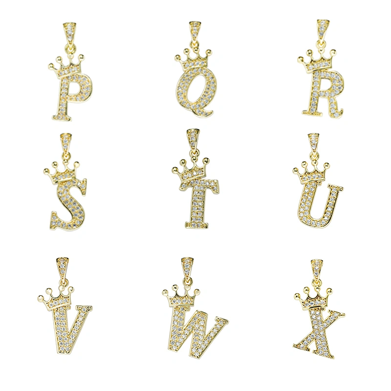 brass zircon charms for necklace making necklace charms for jewelry making jewelry pendants charms crown pave findings supplier