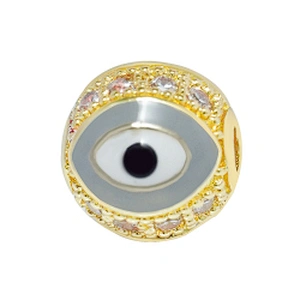 Fashion Design 10mm Eye Shape Beads Jewelry Making Gold Plated  Bracelet  DIY A Row Of Zircons Round Beads Epoxy Spacer