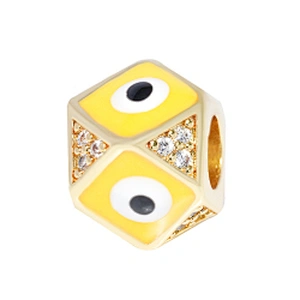 Fashion 8mm Eye shape Beads Jewelry Making Gold Plated Jewelry Bracelet CZ DIY Round Epoxy Spacer Jewelry Accessories