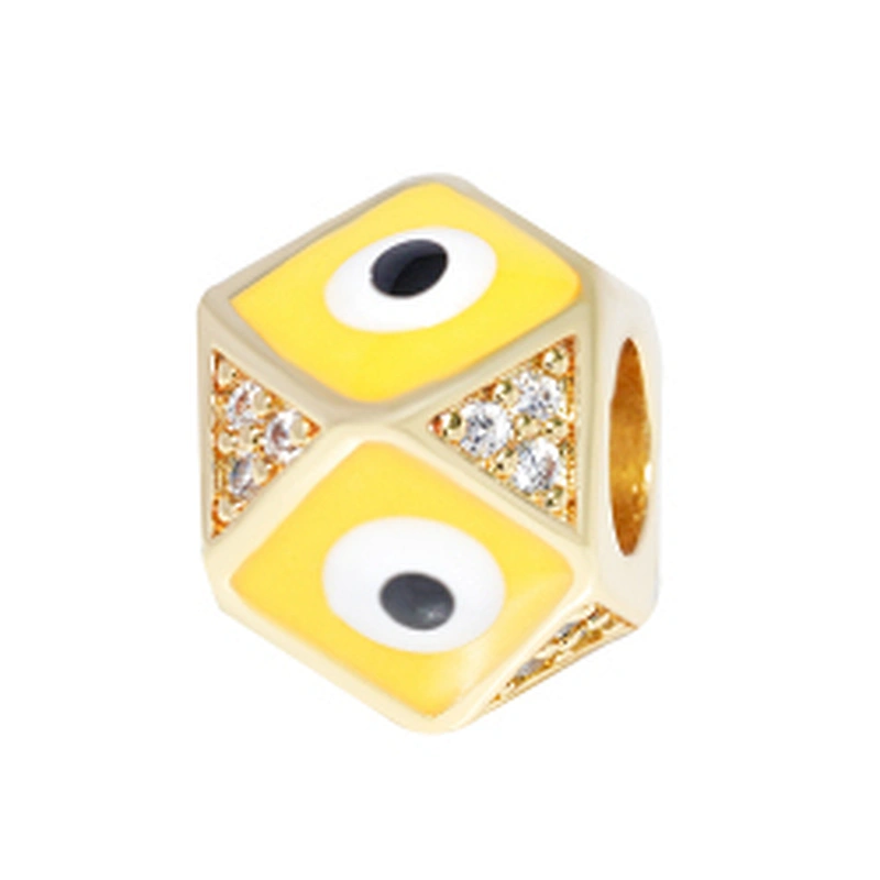 Fashion 8mm Eye shape Beads Jewelry Making Gold Plated Jewelry Bracelet CZ DIY Round Epoxy Spacer Jewelry Accessories