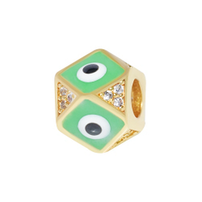 Fashion 8mm Eye shape Beads Jewelry Making Gold Plated Jewelry Bracelet CZ DIY Round Epoxy Spacer Jewelry Accessories