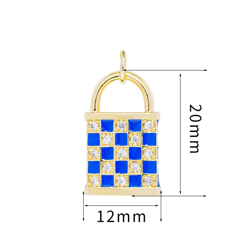 Beautiful Lock Pendants Bracelet Necklace Pendant Charms DIY Bracelet Making Jewelry CZ Checkered Lock Pendants Charms