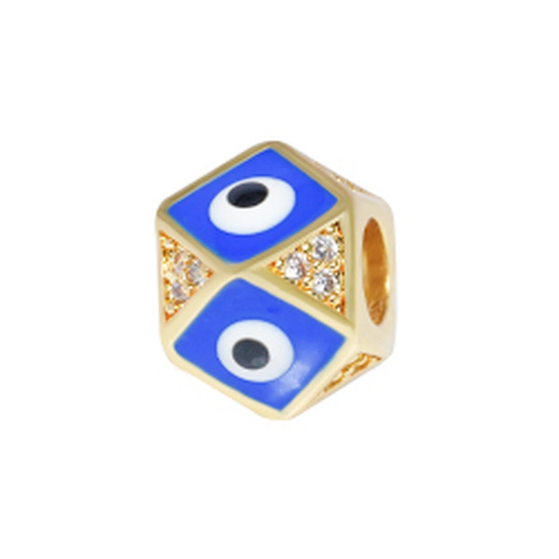 Fashion 8mm Eye shape Beads Jewelry Making Gold Plated Jewelry Bracelet CZ DIY Round Epoxy Spacer Jewelry Accessories