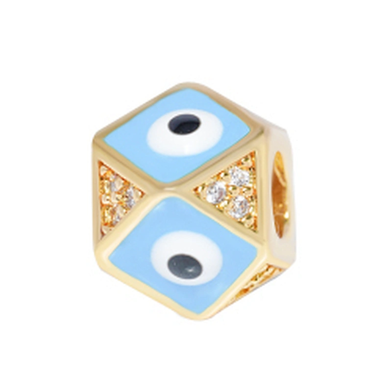 Fashion 8mm Eye shape Beads Jewelry Making Gold Plated Jewelry Bracelet CZ DIY Round Epoxy Spacer Jewelry Accessories