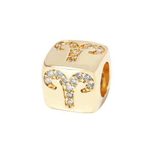 cz trendy twelve constelations micro pave charms for jewelry making charm for diy bracelet supplies for jewelry cz spacer bead