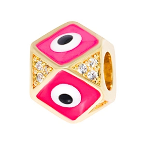 Fashion 8mm Eye shape Beads Jewelry Making Gold Plated Jewelry Bracelet CZ DIY Round Epoxy Spacer Jewelry Accessories
