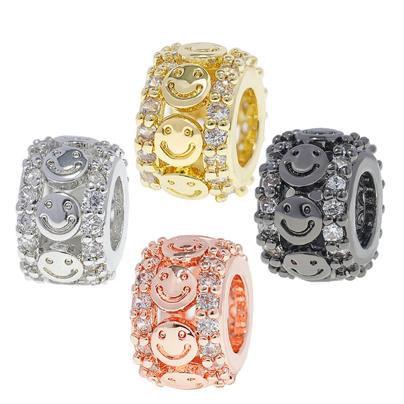 Fashion Beads Jewelry Making Cylindrical shape Bracelet Necklace Beads DIY Wholesale CZ Cylindrical Spacer Charms  beads