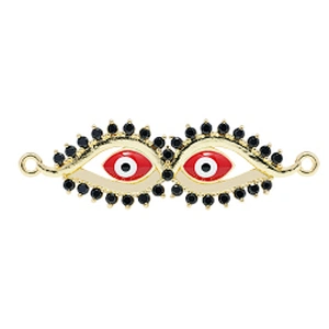 Fashion Eyes  Bracelet Connectors For Jewelry Making 14k Gold Accessories Bracelets Charms CZ Eyes Bracelet Connectors