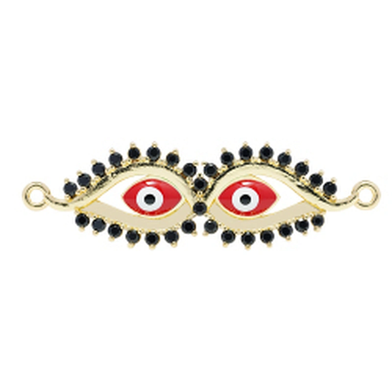 Fashion Eyes  Bracelet Connectors For Jewelry Making 14k Gold Accessories Bracelets Charms CZ Eyes Bracelet Connectors