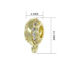Copper Spacers Wheel Shape Charms for Jewelry Making Gold Plated Jewelry Cubic Zirconia Charms Micro Pave Beads Wholesalers