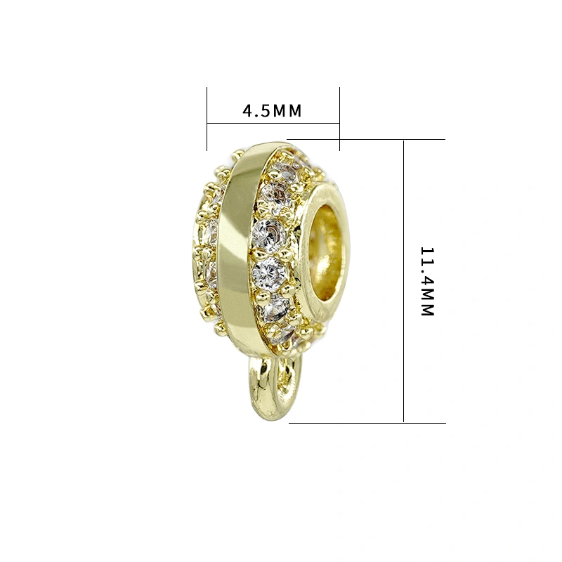 Copper Spacers Wheel Shape Charms for Jewelry Making Gold Plated Jewelry Cubic Zirconia Charms Micro Pave Beads Wholesalers