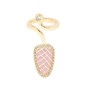 Trendy Style Nail shaped 18k Gold Plated Rings zirconia pave Rings Woman Men Gifts Jewelry CZ Nail Shape Rings