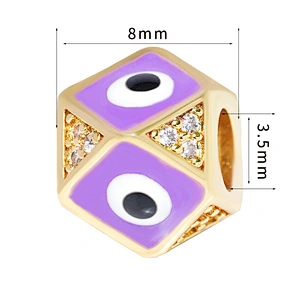 Fashion 8mm Eye shape Beads Jewelry Making Gold Plated Jewelry Bracelet CZ DIY Round Epoxy Spacer Jewelry Accessories