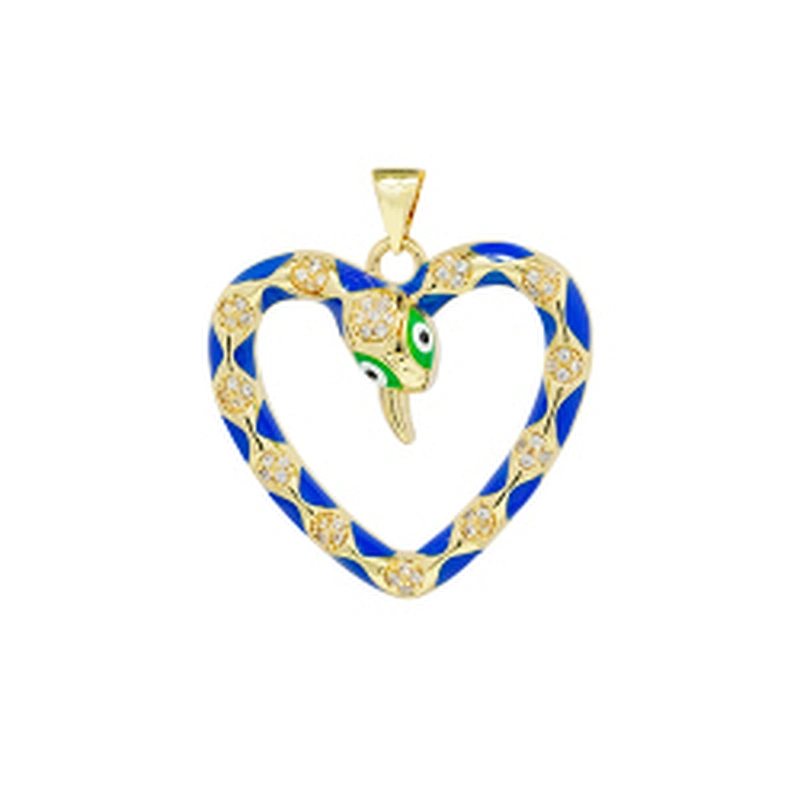 Fashion Style Heart Shaped Pendants Bracelet Necklace Pendant  DIY Bracelet Making Jewelry CZ Snake Heart Shape Pendant Charms