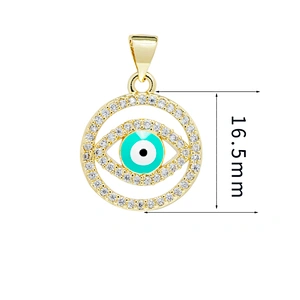 Fashion Round Shape  Pendants Bracelet Necklace Pendant Charms DIY Bracelet Making Jewelry CZ Eyes Pendants Charms