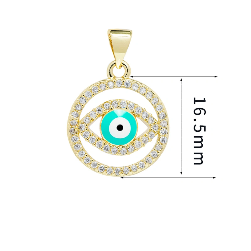 Fashion Round Shape  Pendants Bracelet Necklace Pendant Charms DIY Bracelet Making Jewelry CZ Eyes Pendants Charms
