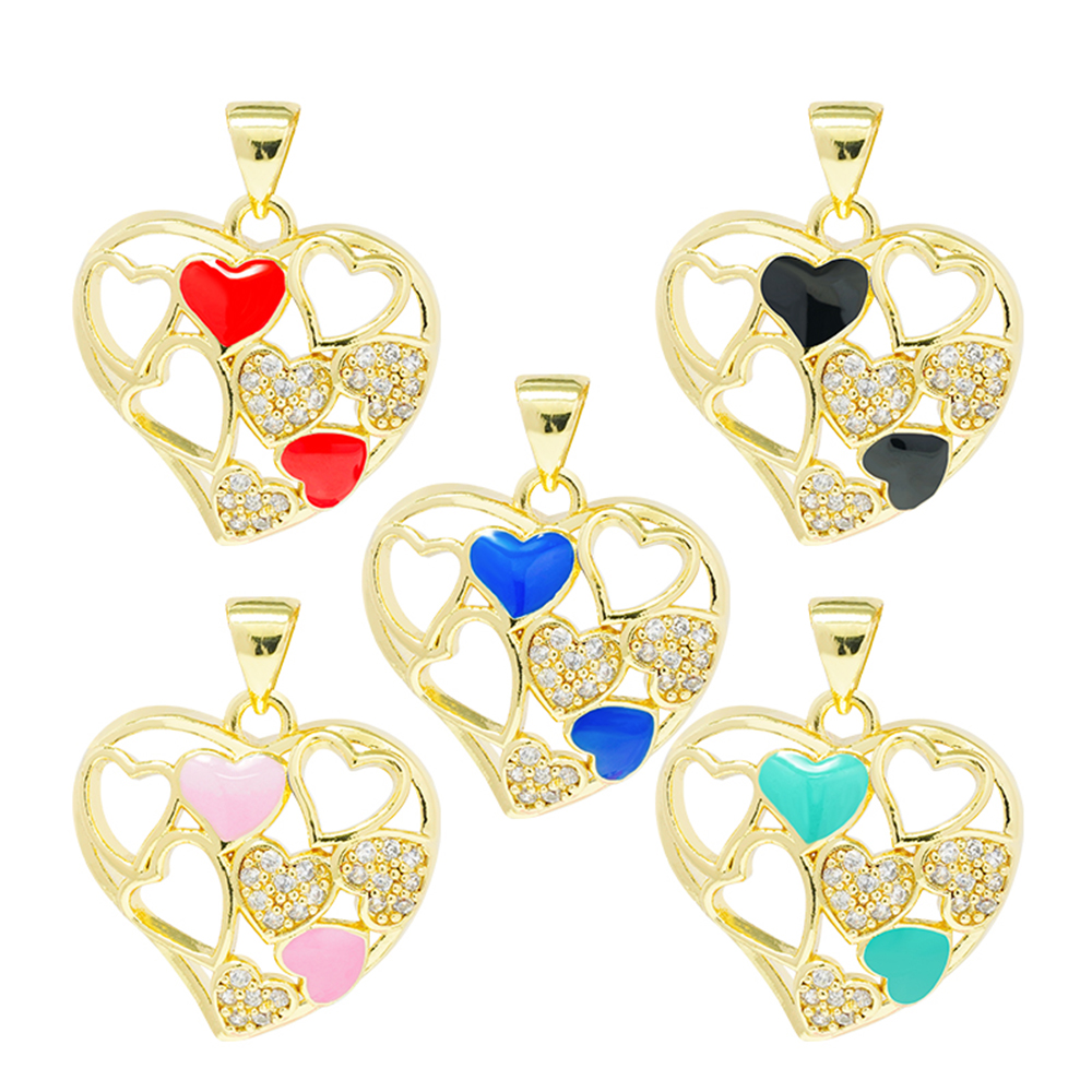Fashion Design Heart Shaped Pendants Bracelet Necklace Pendant  DIY Bracelet Making Jewelry CZ  Heart Shape Pendant Charms