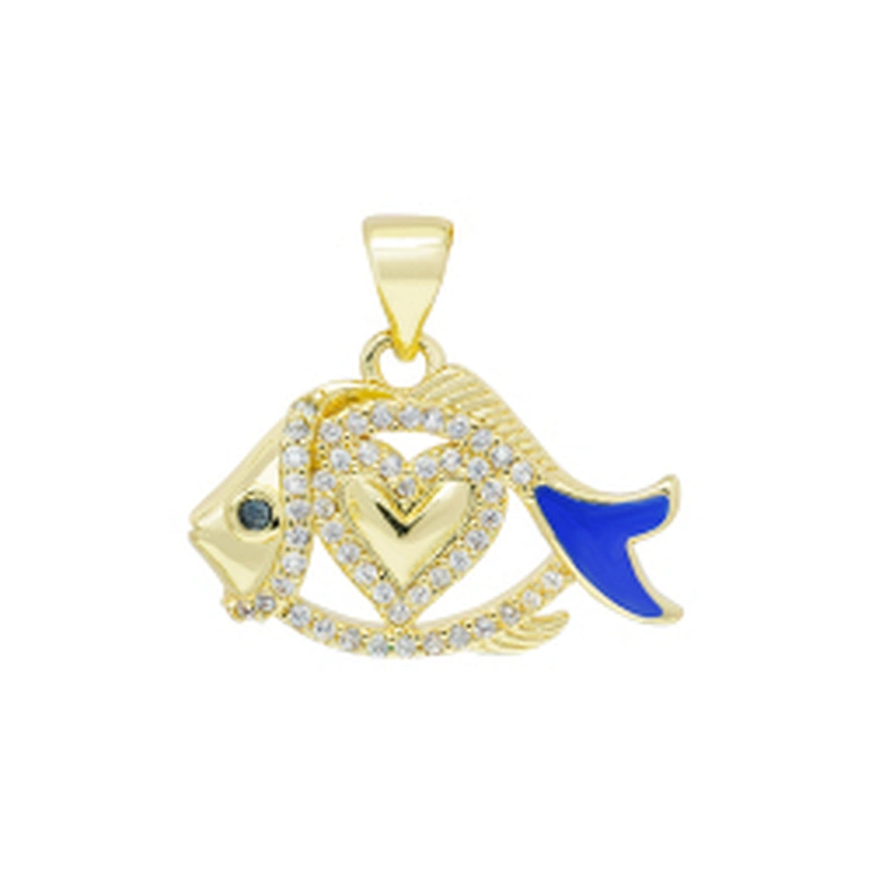 Beautiful  Heart-shaped Pendants Bracelet Necklace Pendant  DIY Bracelet Making Jewelry CZ Fish Heart-shaped Pendant Charms