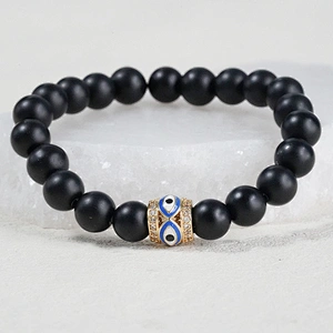 Fashion Design 9.5mm Eyes Brass Zircon Beads Jewelry Making Gold Plated  Bracelet  DIY Cylindrical  Beads Epoxy Spacer